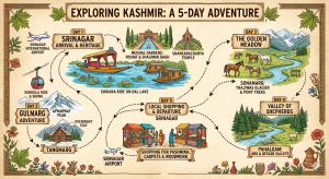This 5-day journey through the Kashmir Valley balances the historical grandeur of Srinagar with the high-altitude wonders of Gulmarg, Sonamarg, and Pahalgam.