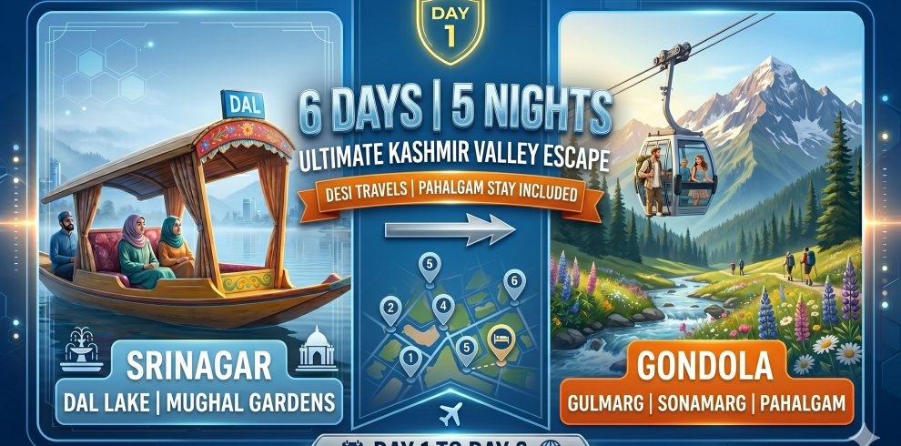 This extended 6-day itinerary is designed to give you a deeper, more relaxed experience of the "Paradise on Earth." By adding a night in Pahalgam, we ensure you truly soak in the "Valley of Shepherds" rather than rushing back to Srinagar.