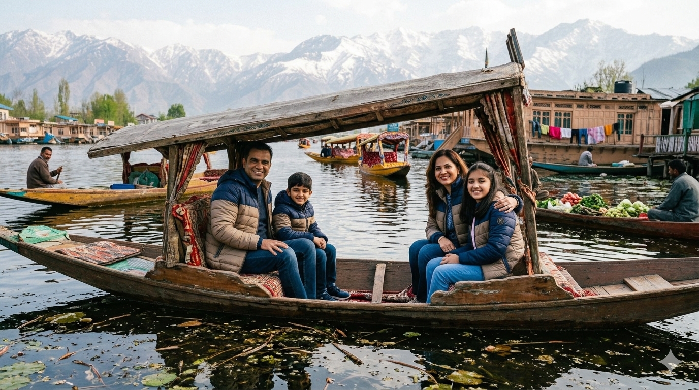 Kashmir’s hospitality ranges from cozy budget homestays to ultra-luxury alpine resorts. For a family of 4, you will typically need either a family room or two interconnected double rooms.